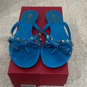 Blue Bow Sandals with Studs